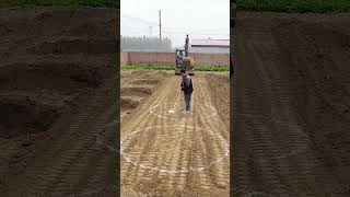 The marking process of excavator digging round [upl. by Eirffej]