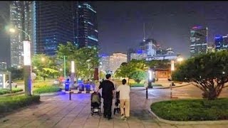 ✈️ Seoul Day Trip from ICN Airport Songdo Central Park Night Walk 🇰🇷 [upl. by Ahsikrats]