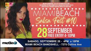 Melina Almodovar  MEGA TV  Commercial Miami Beach Salsa Fest 2024 [upl. by Anilam]