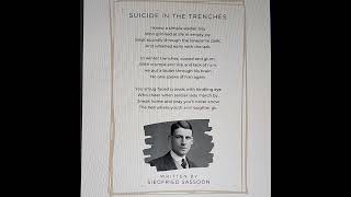 Suicide in the Trenches by Siegfried Sassoon wwihistory mentalhealth [upl. by Kaliope]