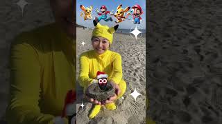 Pikachus Haunted Experiments at the beach😱🧪🎅🏖️😭 shorts memes funny [upl. by Kellen996]