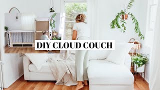 DIY COUCH COVER no sew super easy slipcover  ikea hack [upl. by Atsok234]