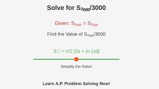 For a given AP if S1000  S2000 then S30003000  Solving an Interesting Arithmetic Progression Qn [upl. by Vedis]