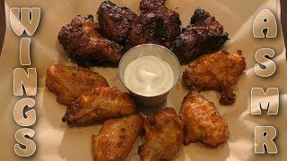 ASMR Eating BBQ amp Buffalo Chicken Wings No talking [upl. by Sarah850]