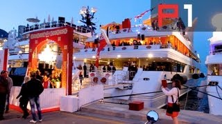 EXCLUSIVE F1 party on biggest yacht in Monaco [upl. by Ordnajela]