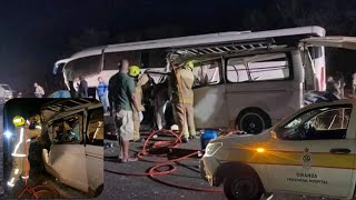 Several people feared dead others seriously injured head collision bus and commuter omnibus [upl. by Attenoj]