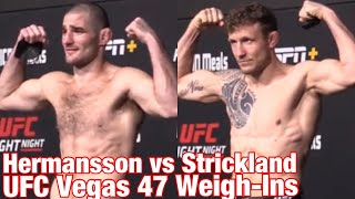 UFC Vegas 47 WeighIns Hermansson vs Strickland [upl. by Petta]