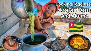 Cooking the most delicious Togolese okro Fetri Detsi and Akume life in Togo West Africa 🌍 [upl. by Mora]