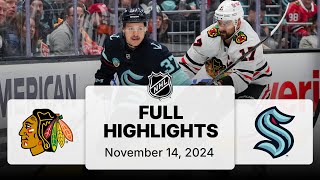 NHL Highlights  Blackhawks vs Kraken  November 14 2024 [upl. by Ellemac543]