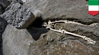 Archaeologists find skeleton of Pompeii man squashed by rock  TomoNews [upl. by Montague]