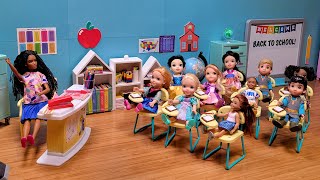 First day of school 2023  Elsa amp Anna toddlers  Barbie is the new teacher  classroom fun [upl. by Noonberg]