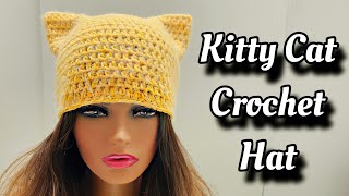 Crochet Cat Ear Beanie EASY Beginner Friendly Tutorial [upl. by Yanffit]