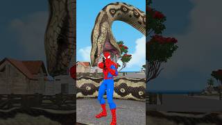 Dinosaurs Trex rescue SpiderMan from Giant Snake dinosaur dinosaurs spiderman [upl. by Einalam]