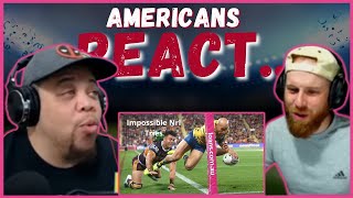 AMERICANS REACT TO NRL  TOP 10 IMPOSSIBLE TRIES  REACTION  REAL FANS SPORTS [upl. by Nogam]