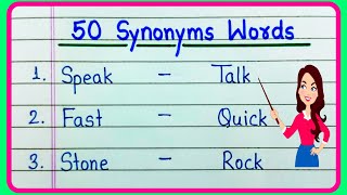 50 Synonyms words in English  What is Synonyms of  Common Synonym Words  Useful Synonyms Words 50 [upl. by Ynattyrb]