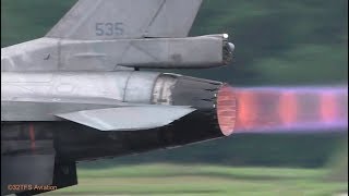 HAF F16Cs FULL AFTERBURNER Takeoff Fliegerhorst Wittmundhafen ETNT [upl. by Gudren]