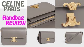 Celine Handbag Classique Triomphe Bag in Shiny Calfskin Pebble Review [upl. by Araik]