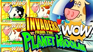 ★SUPER BIG WIN★ ORIGINAL PLANET MOOLAH PAID 🐮 INVADERS FROM THE PLANET MOOLAH Slot Machine [upl. by Thia]