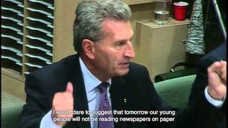 Oettinger Tomorrows youth will read the news on their smartphones [upl. by Tayler]