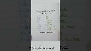 Slang words and their meanings learning vocabulary shortsvideo shorts viralvideo [upl. by Howell195]