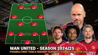 MAN UNITED possible First Team amp Reserve Team Season 202425 with Summer Transfer 2024 [upl. by Eneleoj]