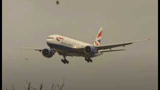 Storm British Airways 777s battle the winds Avgeek StormEunice Windshear [upl. by Citron439]