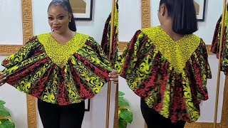 How to make a Stylish V YOKE GATHERED BLOUSE  Ruffle Top [upl. by Chad]