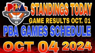 PBA Standings today as of October 1 2024  Pba Game results  Pba schedules October 4 2024 [upl. by Maiocco]