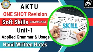 UNIT 1 ONE SHOT I APPLIED GRAMMAR AND USAGE I SOFT SKILLS I AKTU I GATEWAY CLASSES [upl. by Adihahs831]