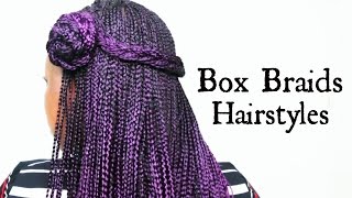 How to Style Box Braids Hairstyles Tutorial Purple Braids By Praise Onaturals [upl. by Nilam]