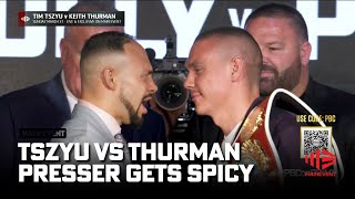 “Mexican Tszyu what you gunna do”👀 Keith Thurman brings 🔥 as he and Tim Tszyu trade verbal jabs [upl. by Dnamron866]