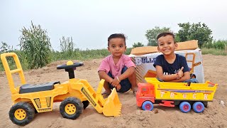 Kids Unboxing and Playing with Mini Bulldozer JCB Toy Truck Toy  Loading Soil In Dumper  CN Toys [upl. by Anovahs]