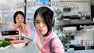 GETTING MY LIFE TOGETHER depression being productive✨ kitchen MAKEOVER selfcare workout [upl. by Oiramd]