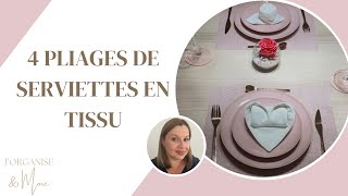 4 manières de pliage de serviettes en tissu [upl. by Dranek]