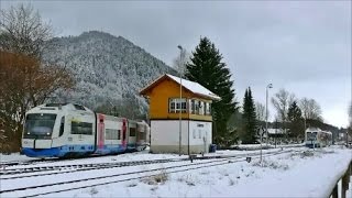 Bahnhof Schliersee im Winter mit der Bayerischen Oberlandbahn [upl. by Ailemaj]