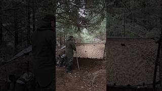 Tarp setup in the middle of the forest ⛺️🌲❄️ bushcraft camping tarpshelter wildcamping [upl. by Kahlil]