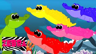 Five Crocodiles Went Swimming One Day  Crocodile Song  Zebra Nursery Rhymes amp Kids Songs [upl. by Eelek]