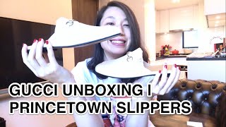 GUCCI UNBOXING  PRINCETOWN SLIPPERS MULE FLATS [upl. by Lleryd]