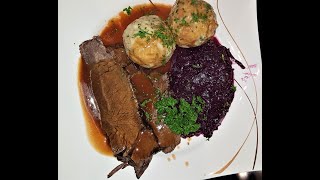 Eingelegter Sauerbraten mit Semmelknödel und Apfelrotkohl [upl. by Azaria]