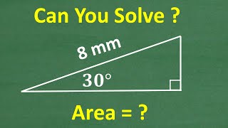 A right triangle has an angle of 30 degrees Find the area of the triangle if the hypotenuse is 8mm [upl. by Eillehs99]