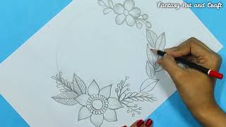 How to Draw a Floral designs drawing  Drawing Flowers easy [upl. by Tsnre]