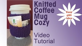 Knitted Coffee Mug Cozy  Easy Holiday DIY Gifts [upl. by Bronk175]