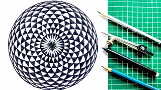 How to draw Geometrical eye Geometric design Rainbow Art [upl. by Gar]