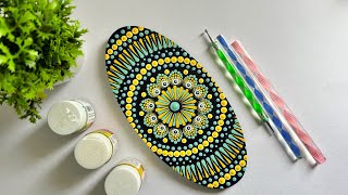 Oval Shaped Dot Mandala Art  Dot Mandala Painting  Dotting Art [upl. by Niwde]