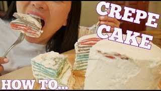 EASY RAINBOW CREPE CAKE RECIPE LETS EAT  SASVlogs [upl. by Pearse831]