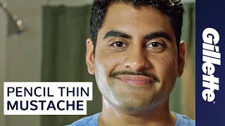 Mustache Styles How to Shave a Pencil Thin Mustache  Gillette [upl. by Eixirt]