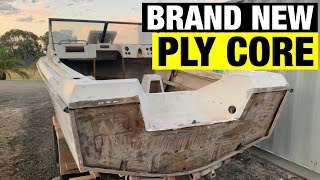 INSTALLING NEW TRANSOM MARINE PLYWOOD CORE  FULL BOAT RESTORATION  PART 3 [upl. by Leesen]