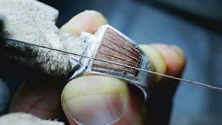 making mens ring with simple tool  making silver ring for men [upl. by Ardnos]