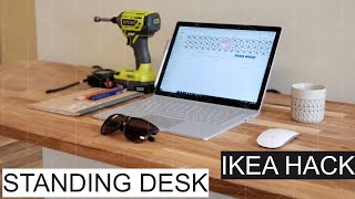 Build Floating Standing Desk Ikea Hack with HAMMARP Butcher Block Countertop [upl. by Milzie491]