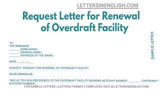 Request Letter For Renewal Of Overdraft Facility  Sample Letter Requesting Renewal of OD Facility [upl. by Olmstead]